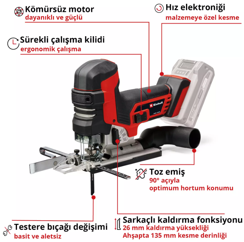 Einhell TP-JST 18/135 Lİ BL Solo Dekupaj Testere 4321265