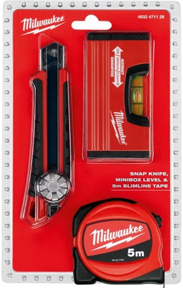 Milwaukee 3 Lü Maket Bıçağı+Metre+ Minibox Terazi Seti 4932471129
