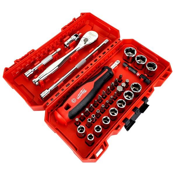 Milwaukee 1/4 Cırcır Ve Tornavida Kollu Lokma Set 38 Parça 4932498381
