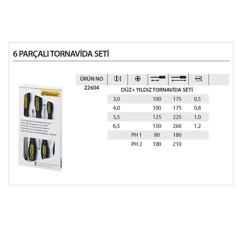 Proxxon 22604 Tornavida Seti Düz + Yıldız Uçlu 6 Parça