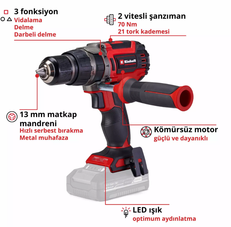 Einhell Tp-Cd 18/70 Lİ-İ BL Solo Darbeli Vidalama 4514315