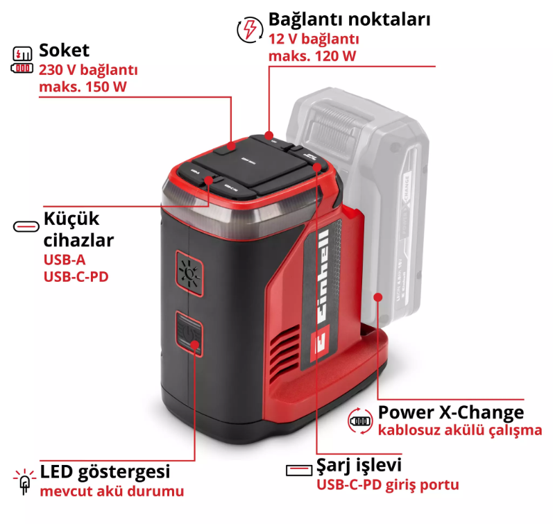 Einhell Te-Es 18/150/1 Li-C Solo Güç Ünitesi 1091310