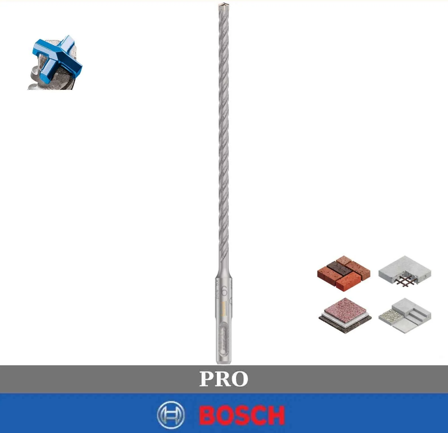 Bosch Pro SDS Plus-5X 6 x 210 mm Dört Elmaslı Matkap Ucu 2608706877