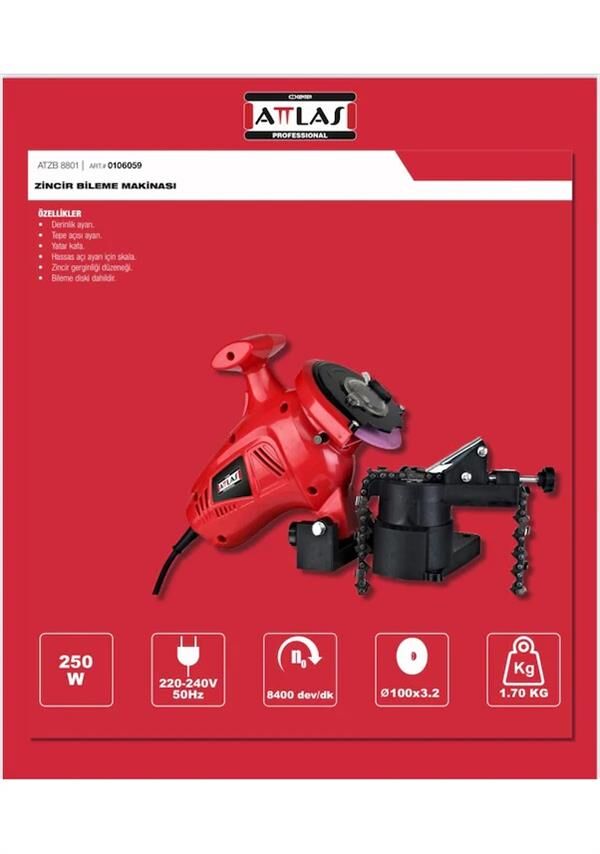 Attlas ATZB 8801 Zincir Bileme Makinesi