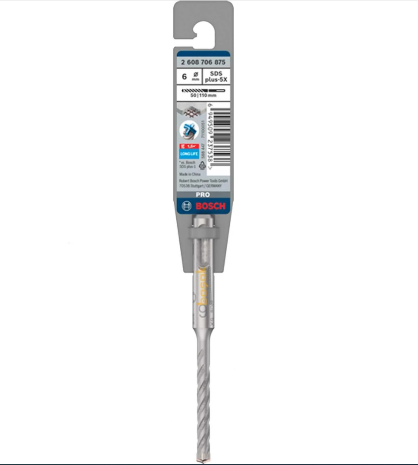 Bosch SDS Plus-5X Dört Elmaslı 6 x 110 mm Matkap Ucu 2608706875