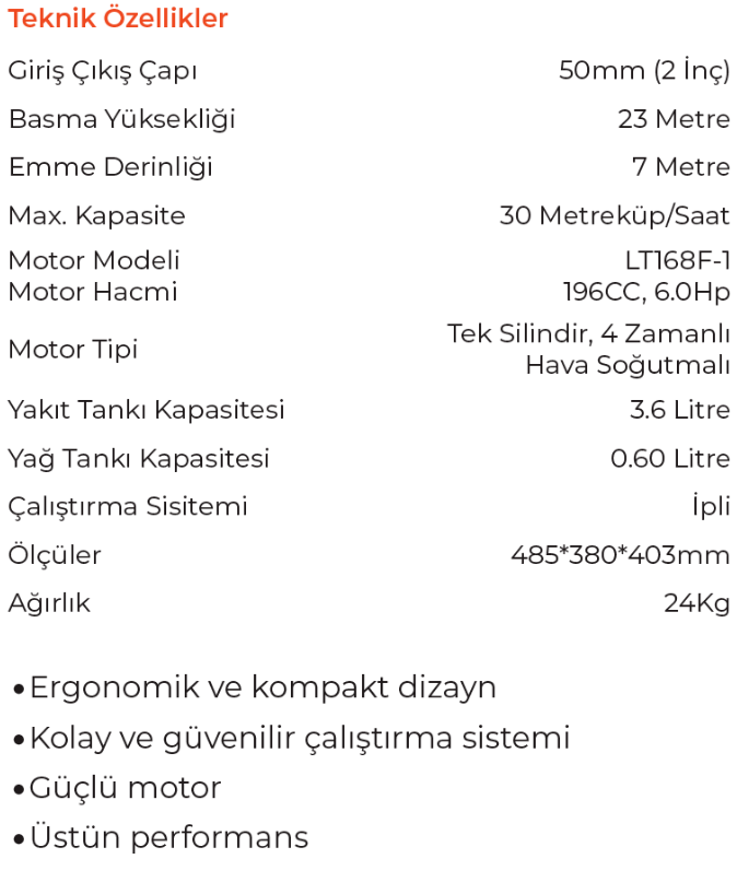 Lutian Benzinli Su Motoru 2'' Lt-20cx