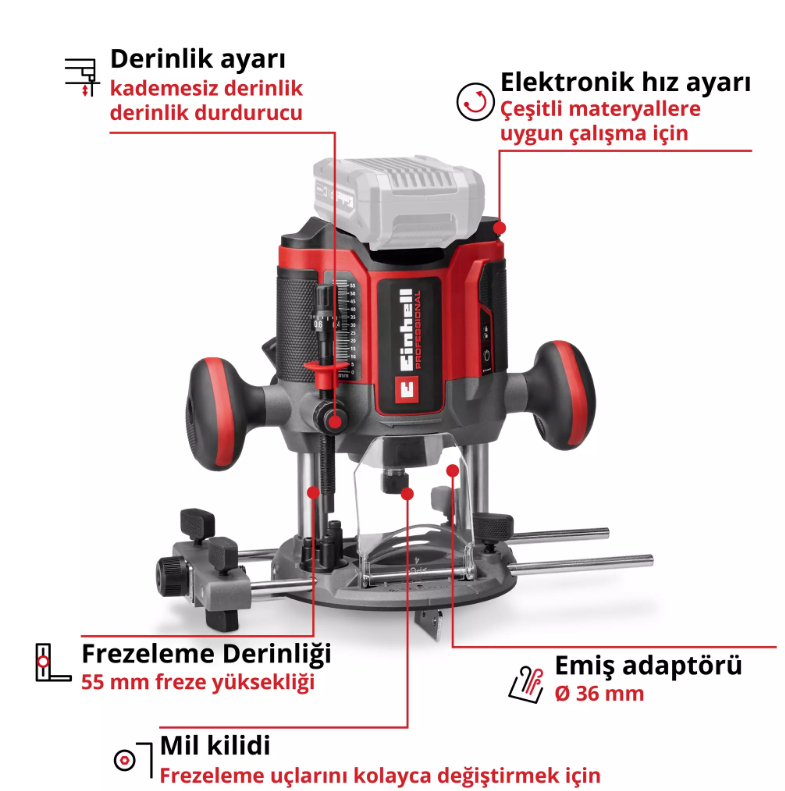 Einhell TP-RO 18/55 Lİ BL Solo Dik Freze 4350425