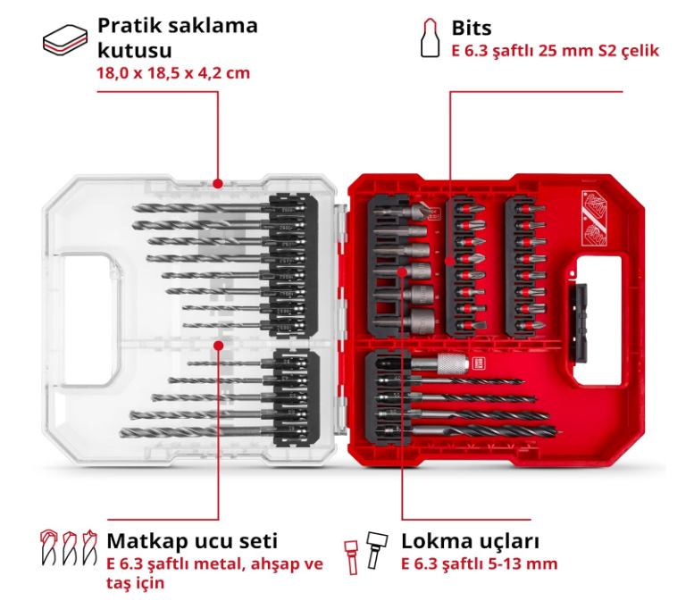 Einhell Matkap+Uç Set 40 Parça 109054