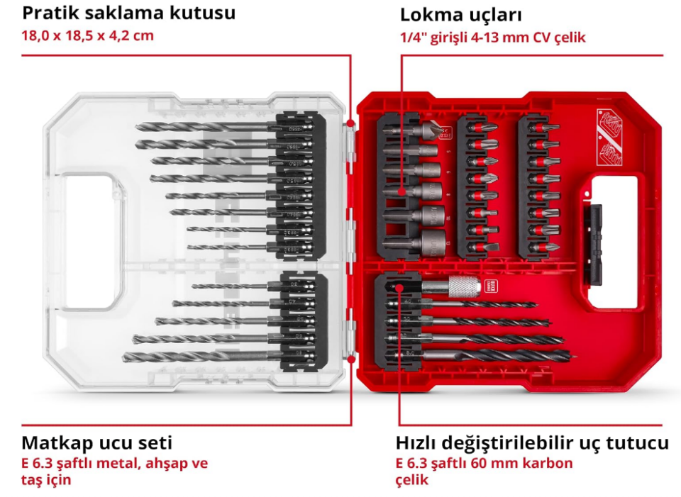 Einhell Matkap+Uç Set 40 Parça 109054