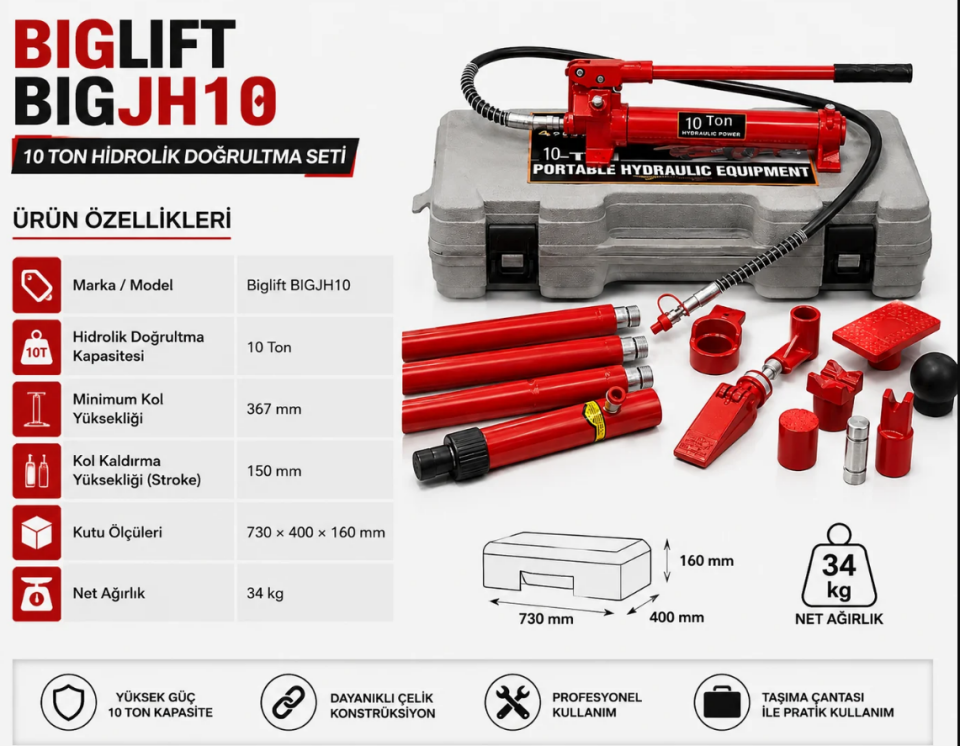 Bıglıft Hidrolik Doğrultma 10 Ton JH10
