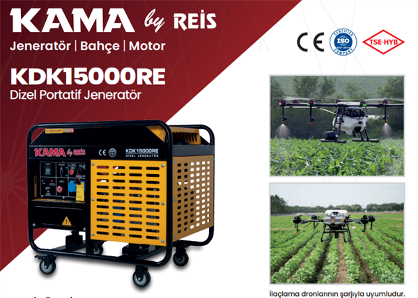 KAMA KDK15000RE Marşlı Dizel Portatif Jeneratör 12 kW/15 kVA
