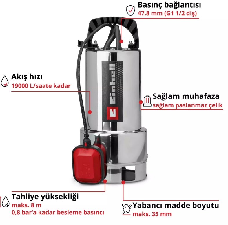 Einhell Gc-Dp 7035 N Eco Plus Dalgıç Pompa Kirli Su 4170765