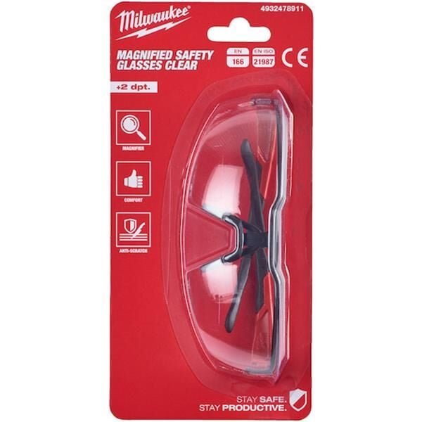 Milwaukee Şeffaf Koruyucu Gözlük +2 Odaklı 4932478911