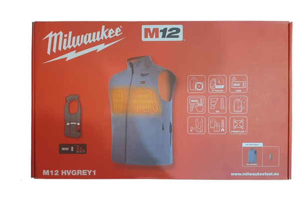 Milwaukee M12 Hvgrey 1-0 (L) Isıtmalı Yelek Gri 4932480102
