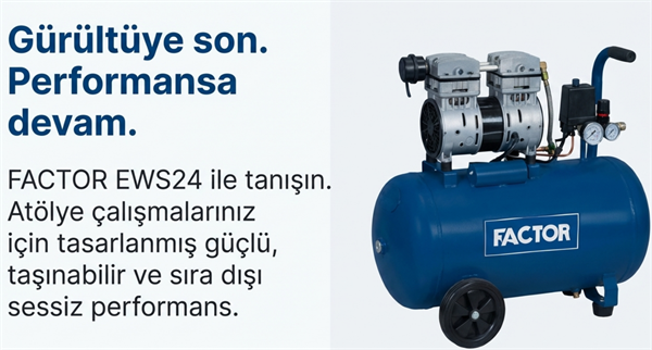 Factor Hava Komprasörü 24 LT Sessiz EWS24