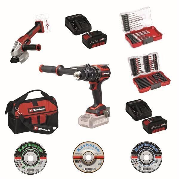 Einhell 18V Professional Darbeli Matkap, Taşlama & Tam Aksesuar Seti + Çanta 2x4.0Ah Akü + Şarj Cihazı