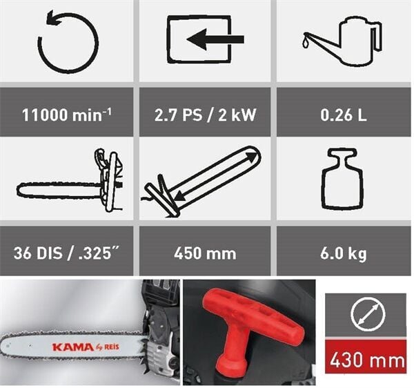 KAMA BY REİS KMR46 Benzinli Motorlu Testere 46CC