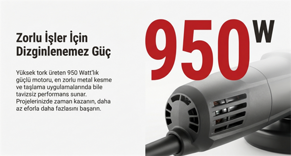 Attlas ATT 10-115E Avuç Taşlama Makinesi Devir Ayarlı 950W 115MM