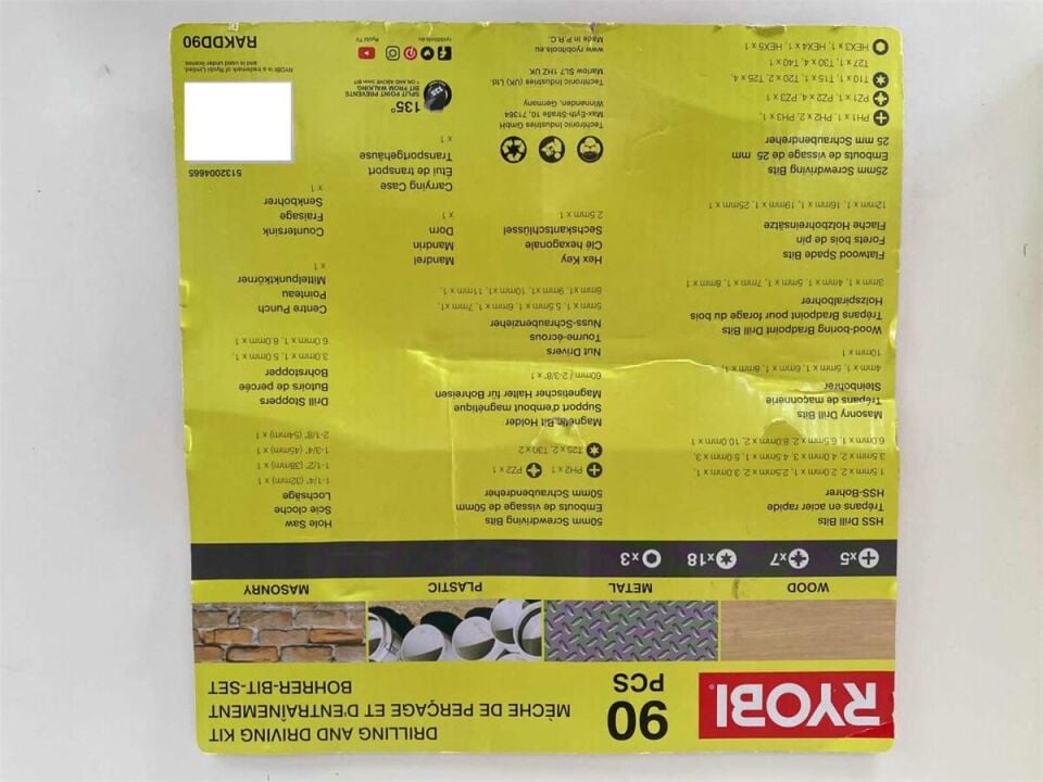 Ryobi RAKDD90 Set Vidalama/Delme Uçları 5132004665