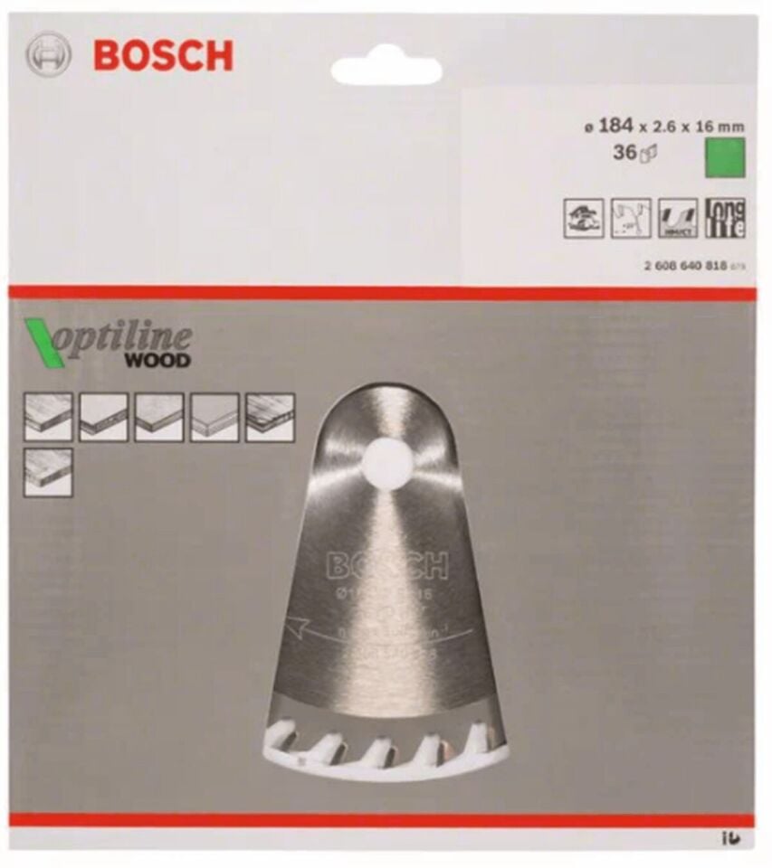 Bosch Daire Testere Bıçağı Optiline Wood 184x2,6x16 Mm 36 Diş 2608640818