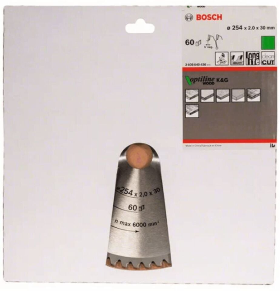 Bosch Daire Testere Bıçağı Optiline Wood 254x2,0x30 mm 60 Diş 2608640436