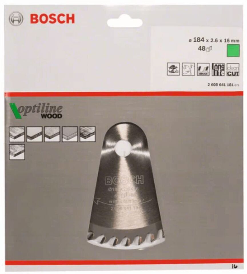 Bosch Daire Testere Bıçağı Optiline Wood 184x2,6x16 mm 48 Diş 2608641181