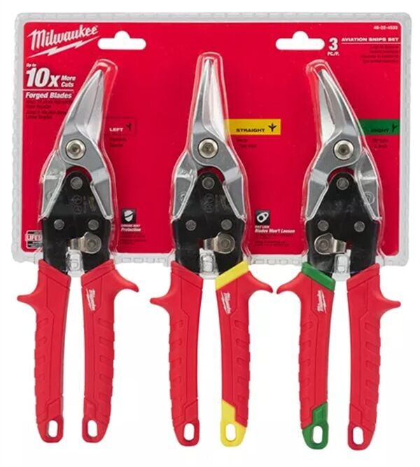 Milwaukee Kaportacı Makası Seti 3 Parça Sağ Sol Düz 260mm Sac Makası 48224533