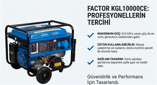 Factor Benzinli Jeneratör İpli-Marşlı Monofaze 9.4 KVA KGL10000CE