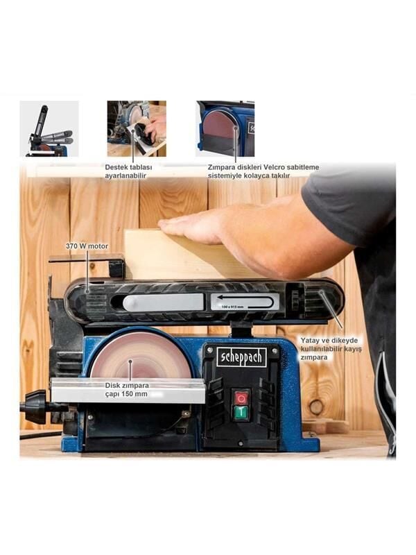 Scheppach BTS900 Bant ve Disk Zımpara Makinesi 370W