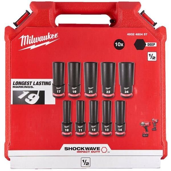 Milwaukee Endüstriyel Darbeli Lokma Seti 1/2 Uzun 10 Parça 4932480457
