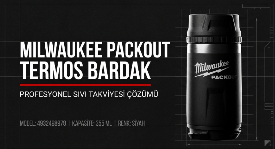 Milwaukee Packout Termos Bardak 355 ML Siyah 4932498978