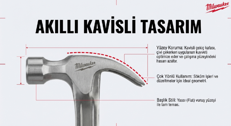 Milwaukee Kavisli Çekiç 570 GR 4932478654