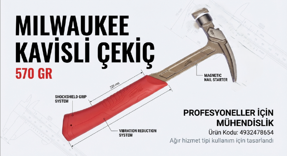 Milwaukee Kavisli Çekiç 570 GR 4932478654