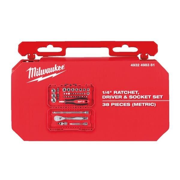 Milwaukee 1/4 Cırcır Ve Tornavida Kollu Lokma Set 38 Parça 4932498381