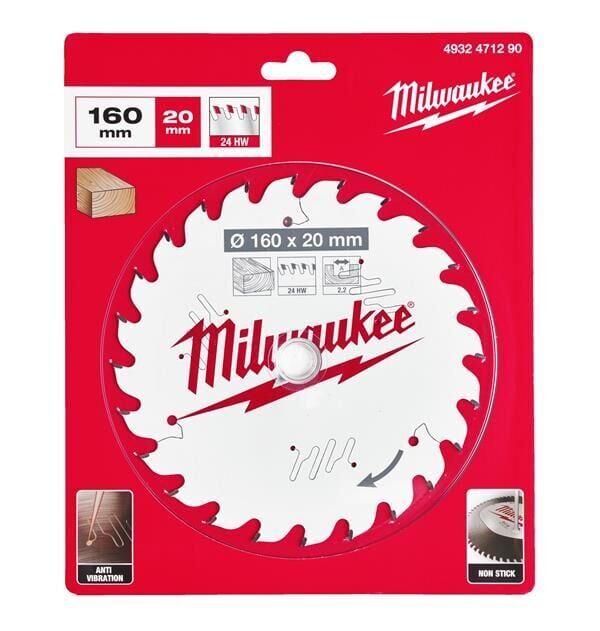 Milwaukee Sürtünme Önleyici Daire Testere Csb Pw 160x20x2-2MM 24 Diş  4932471290