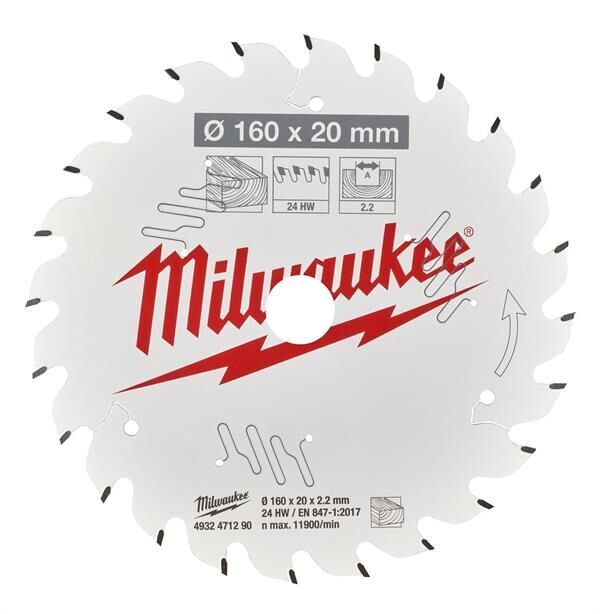 Milwaukee Sürtünme Önleyici Daire Testere Csb Pw 160x20x2-2MM 24 Diş  4932471290
