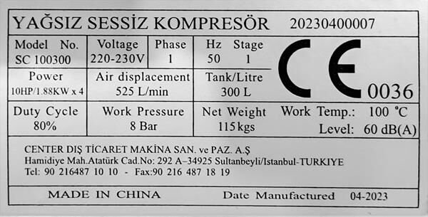 Attlas 300 LT 10 HP Sessiz Monofaze Kompresör SC100300