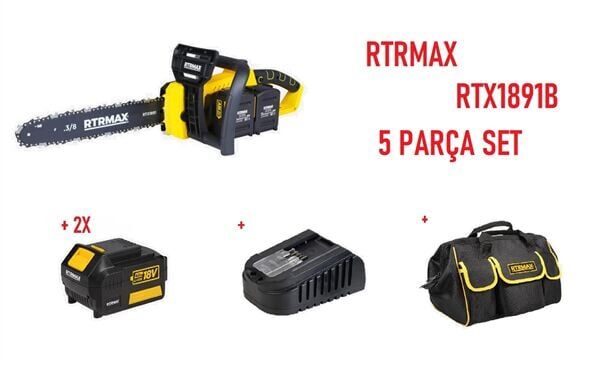 Rtrmax 5 Parça Akülü Ağaç Motoru Seti RTX1891B+RTX1808+2X RTX1804+RTX1004 Çanta