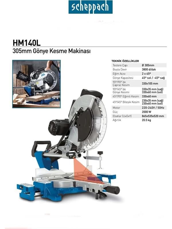 Scheppach HM140L Gönye Kesme Makinası 305MM 2000W