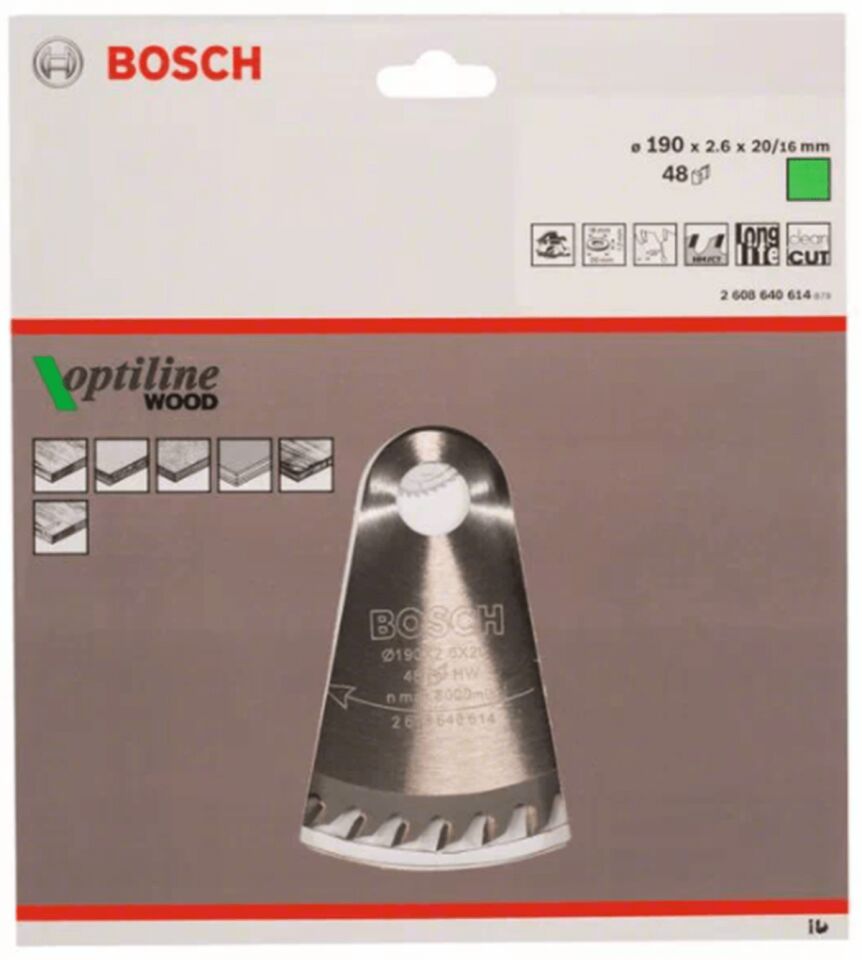 Bosch Daire Testere Bıçağı 190*2.6*20/16mm 48 Diş