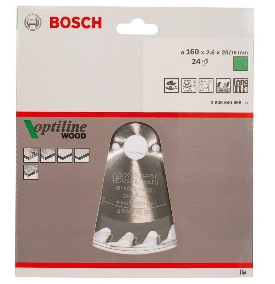Bosch Daire Testere Bıçağı Optiline Wood 160*2.6*20/16 MM 24 Diş 65180278
