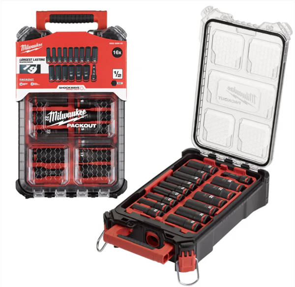 Milwaukee  Endüstriyel  SHW 1/2  Packout  Darbeli Lokma Seti 16 Adet 4932480943