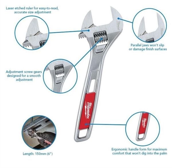 Milwaukee T48227406 Ağır Hizmet Tipi Kurbağacık Anahtarı 150mm 6”