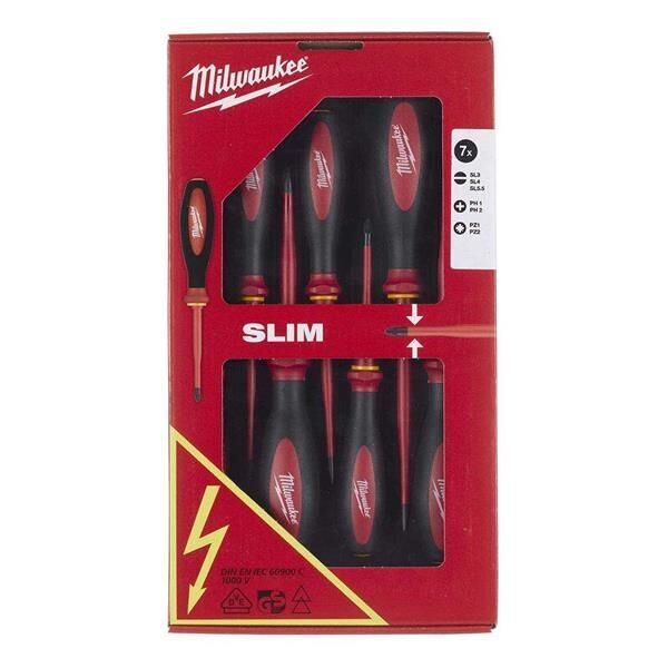 Milwaukee 7 Parça VDE Slim Tornavida Seti 1000V 4932471453