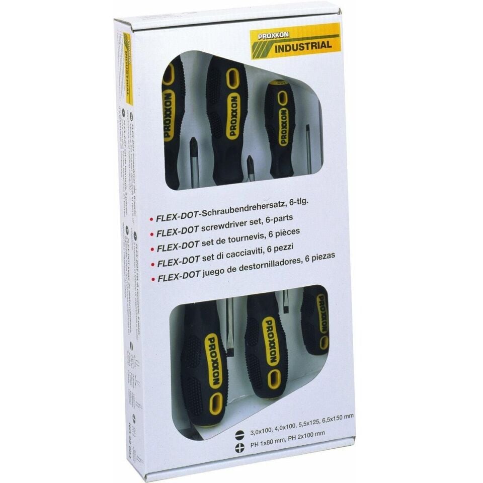 Proxxon 22604 Tornavida Seti Düz + Yıldız Uçlu 6 Parça