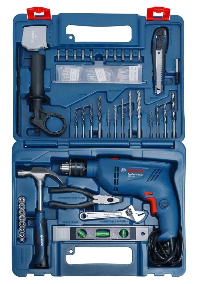 Bosch GSB 600 Darbeli Matkap Set 600W + 100 Parça Aksesuar Seti