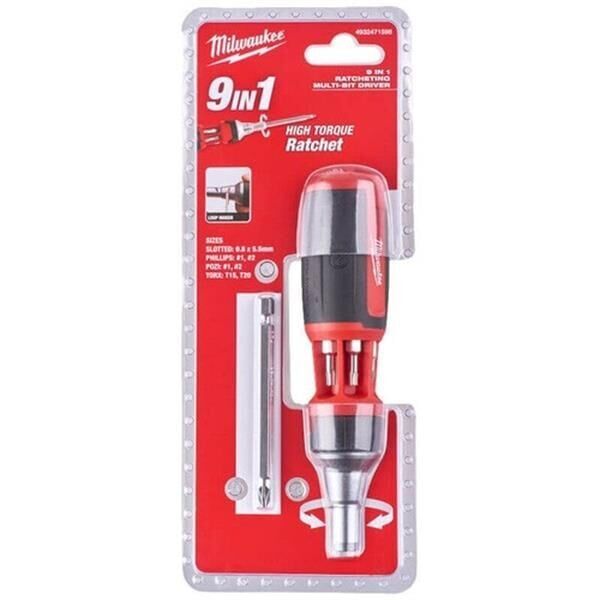 Milwaukee 9 İn 1 Multi-Bit Cırcırlı Tornavida Seti 4932471598