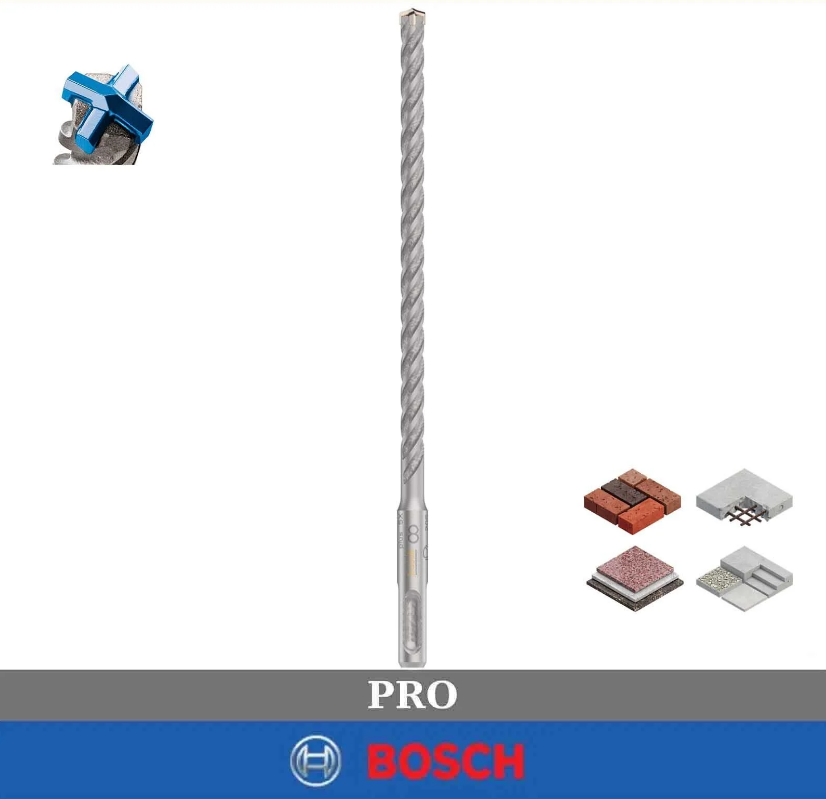 Bosch SDS Plus-5X Dört Elmaslı 8 x 210 mm  Matkap Ucu 2608706892