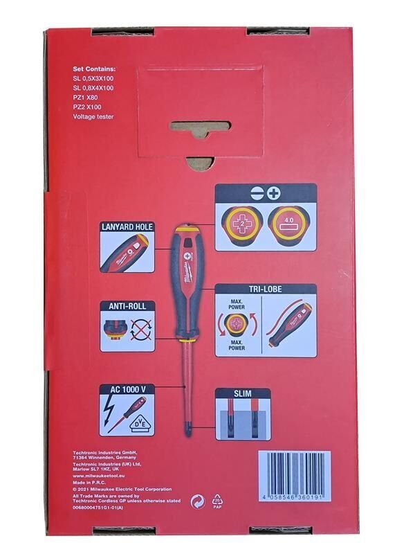 Milwaukee TRİ-LOBE VDE 5 Parça Tornavida Seti 4932478737