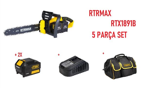 Rtrmax 5 Parça Akülü Ağaç Motoru Seti RTX1891B+RTX1808+2X RTX1804+RTX1004 Çanta